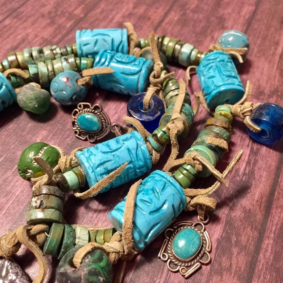 Handmade chunky stone boho statement necklace - Picture 6 of 10